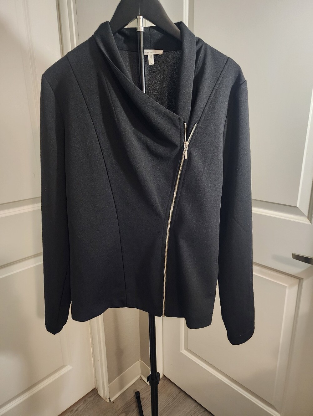 Maurices Black Asymmetrical Zip Moto Jacket Size L